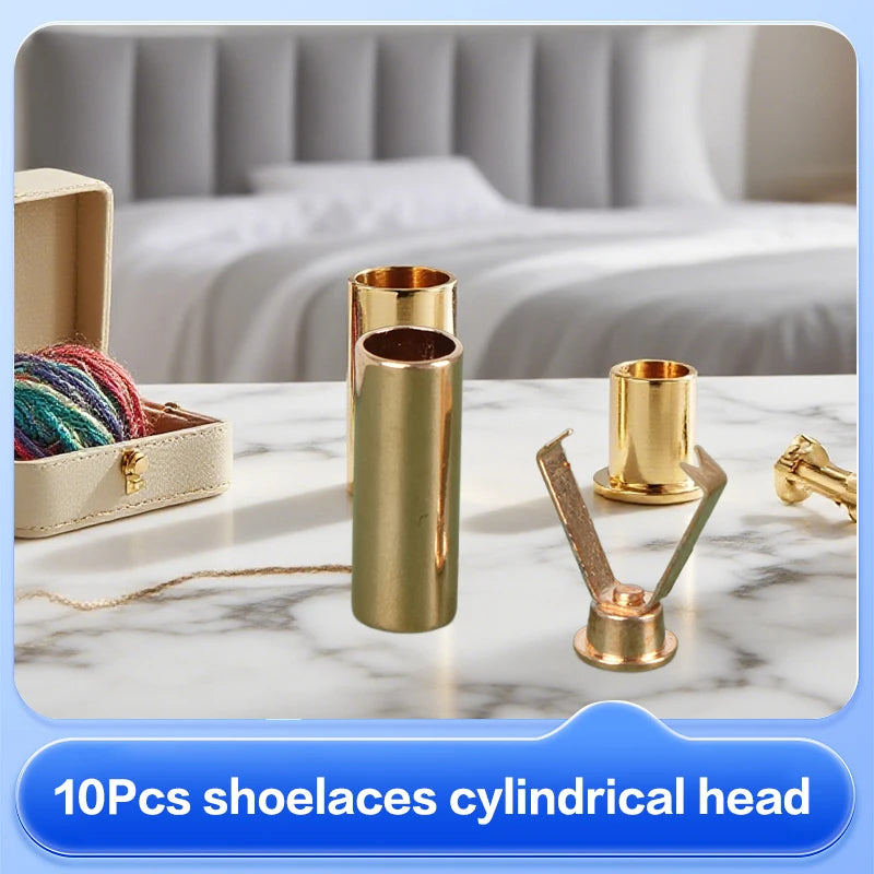 10Pcs Diy Metal Aglets Shoelace Cylindrical Tips Head Tip Protector Card Rope Buckle For Clothing Sweater Hat Rope Head Buckle Oasis Select