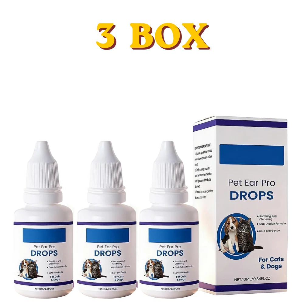 Pet Ear Care Drops For Sensitive Dogs Cats Safe & Effective 1/2/3 BOX Relieve Itching Reduce Odor Pet Earwaxr Cleaning Liquid Oasis Select A 3 PCS
