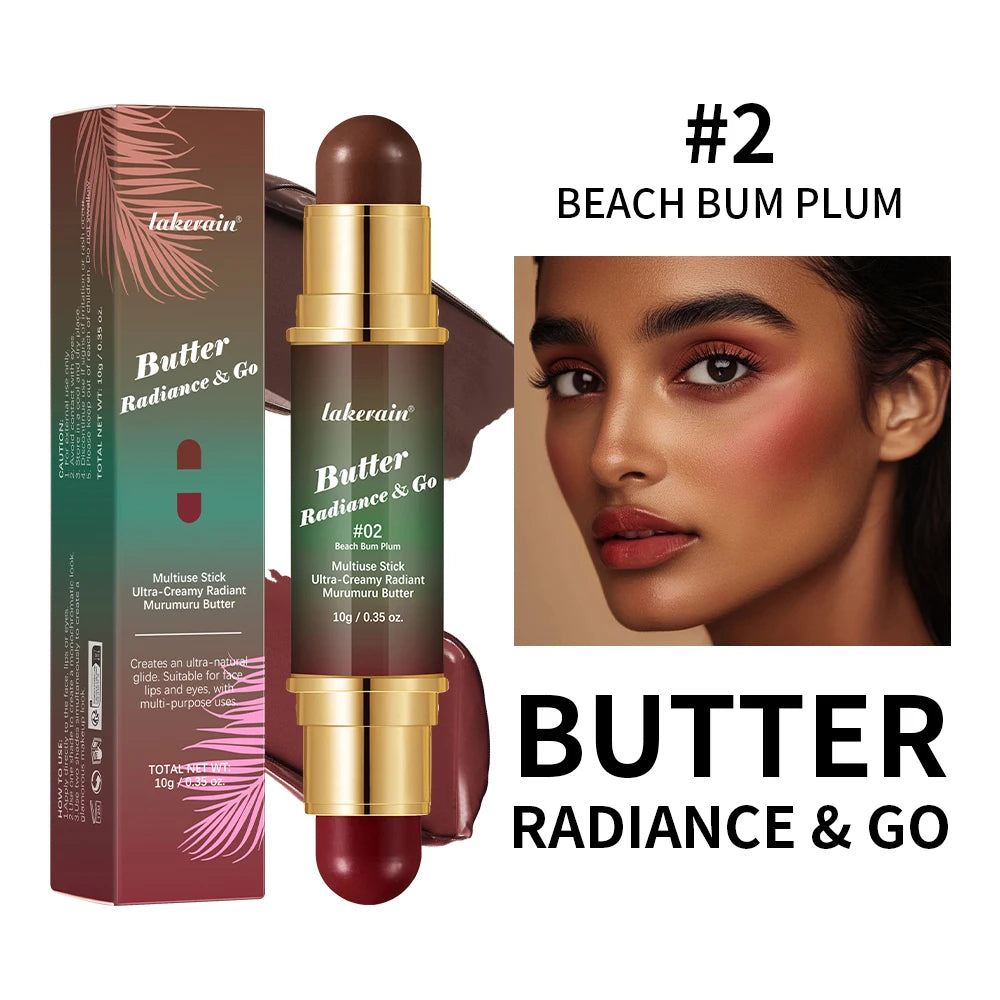 Lakerain Double-Headed Bronzer Blush Stick – Multiuse Glow Bronzer Blush Stick Oasis Select 2Beach Bum Plum