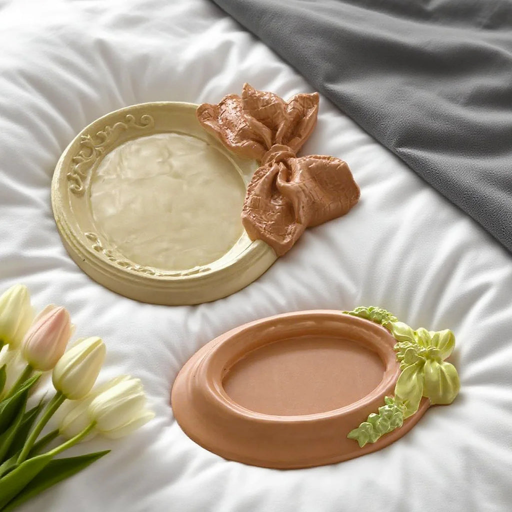 Mould DIY Round Bow Relief Pattern Storage Tray Silicone Molds Christmas Aromatherapy Plaster Tray Ornament Mold Halloween Oasis Select