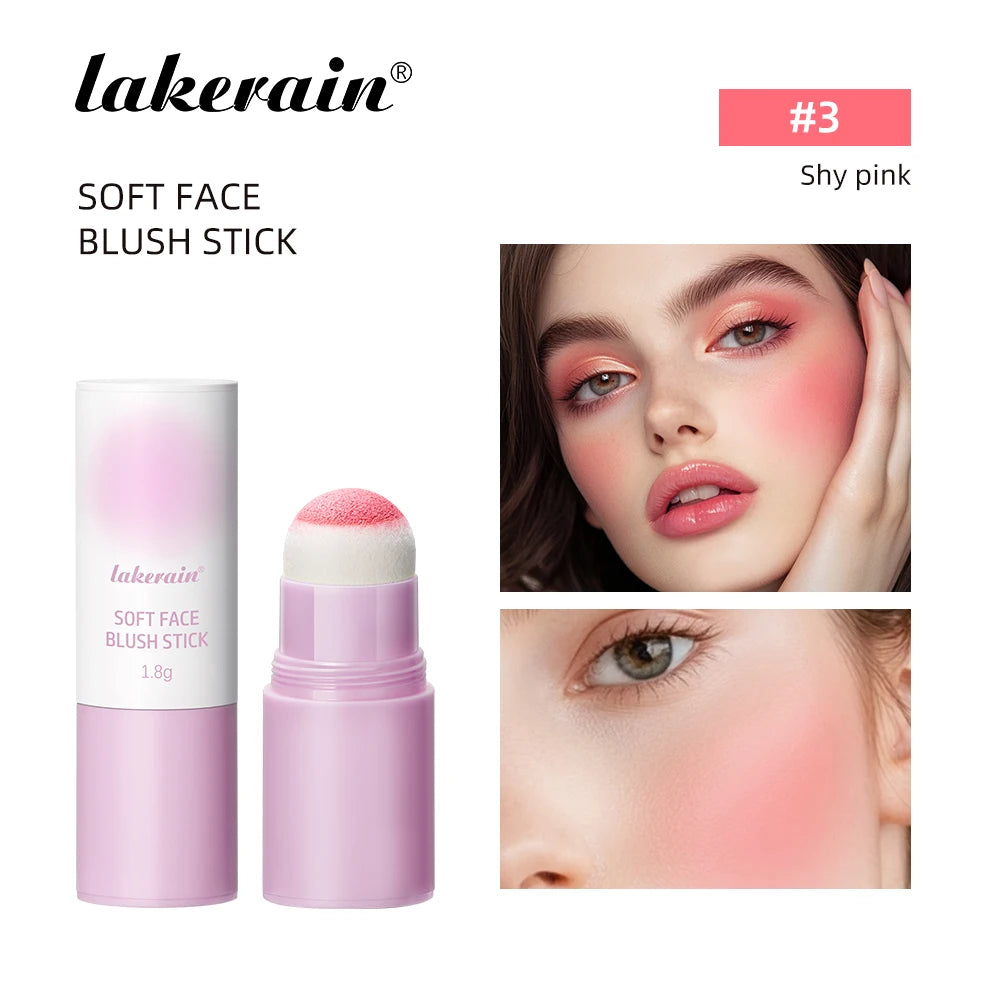 Lakerain Soft Face Blush Stick Girl Korean Style Brightening Dual-Use For Lip And Cheek Waterproof Cheek Blush Sponge Brush Head Oasis Select Shy pink