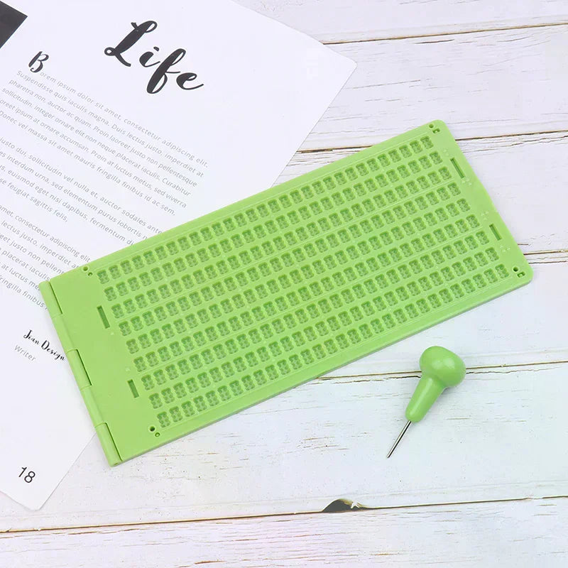 1Set 9 Lines 30 Cells Practical School Plastic Braille Portable Writing Slate With Stylus Oasis Select