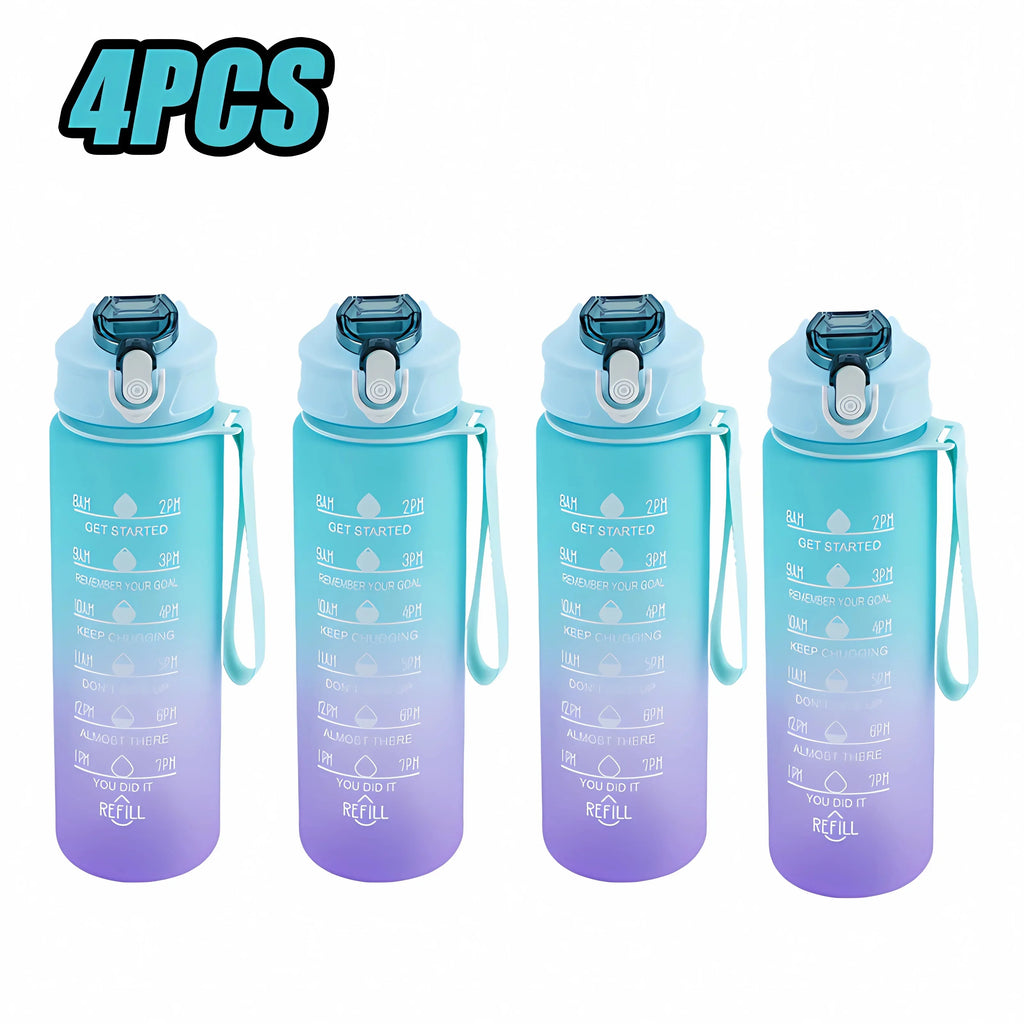 900ML Sports Water Bottle with Time Marker Leak-proof Cup Motivational Portable Water bottle Sport Fitness BPA Free Oasis Select Green 4PCS 900ml