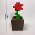 3D Printed Pixel Rose Flower Figurine Romantic Home Desktop Decor Art Ornament Valentine Christmas Birthday Party Holiday Gift Oasis Select Red