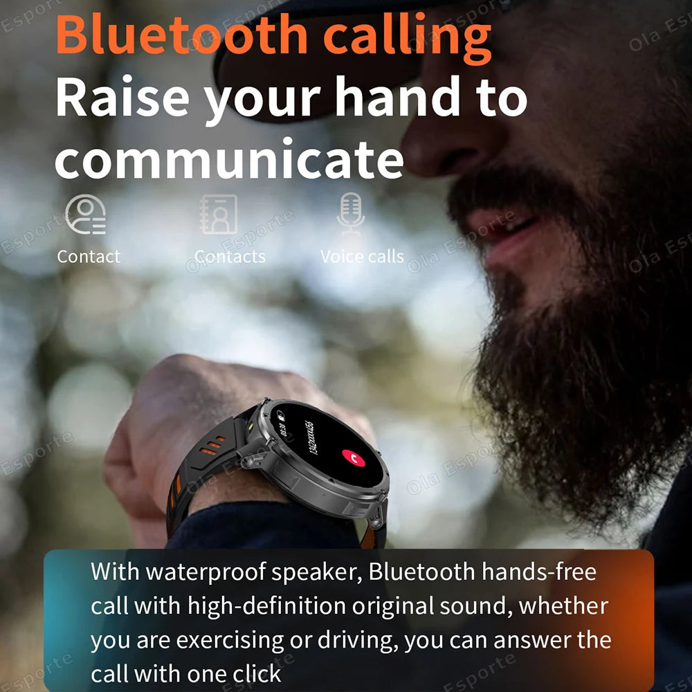 Ola Esporte Military Smartwatch 1.7" AMOLED GPS LED Flashlight