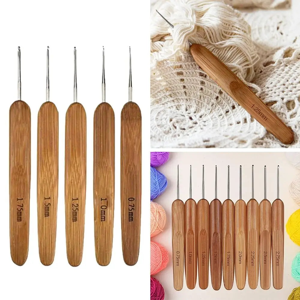 Bamboo Wooden Handle Crochet Hook Crochet Hooks Ergonomic Crochet Needles Weave Yarn Craft DIY Sewing Tools for Fine Work Thin Oasis Select