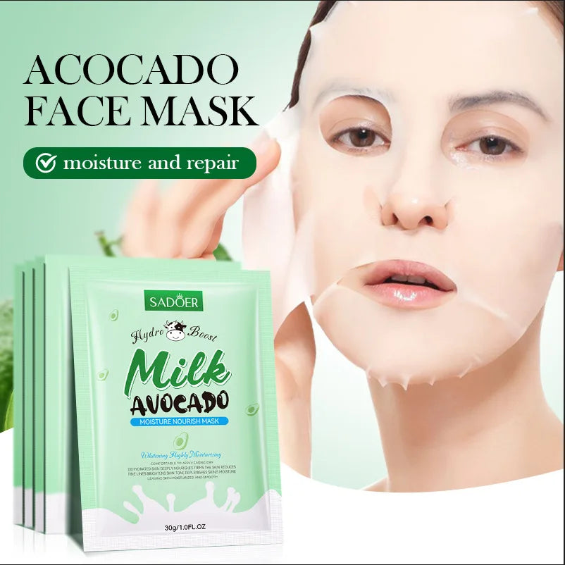 SADOER Vitamin C Avocado Sheet Masks – Hydrate & Brighten Face Sheet Mask Oasis Select