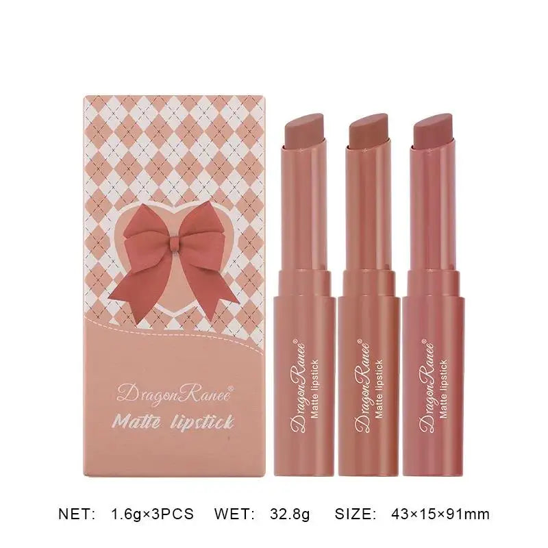 Dragon Ranee Matte Nude Lipstick Pencil Set – 3pc Waterproof