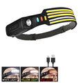 New Multimode LED COB Sensor Headlight Built-In Battery USB Rechargeable Waterproof Headlamp Outdoor Camping Fishing Lantern Oasis Select 5 White Red Yellow