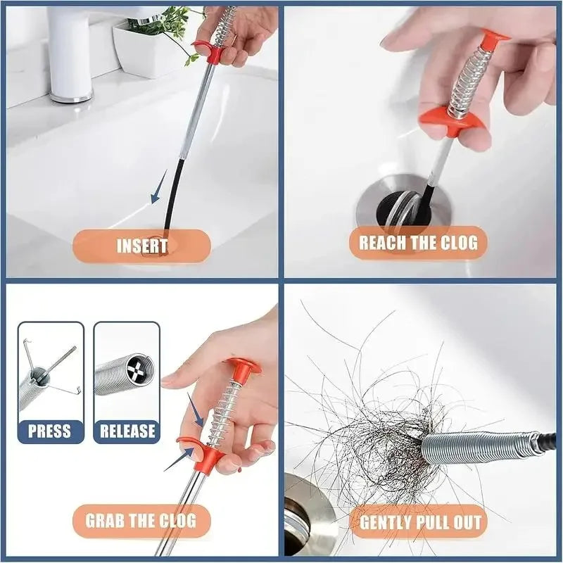 4-Claw Flexible Drain Snake | Hair Catcher & Pipe Dredger Drain Cleaning Tool Oasis Select