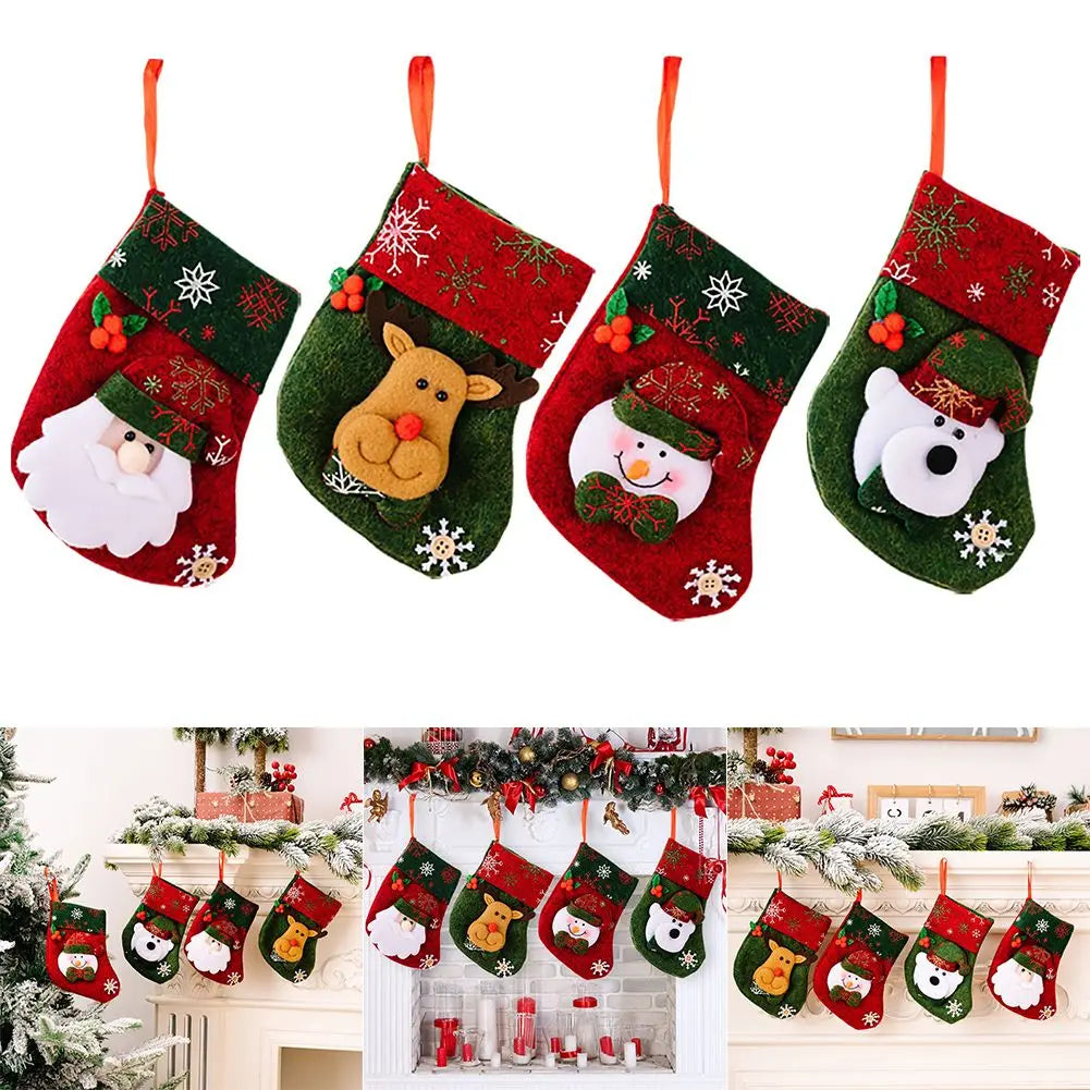 Parts Christmas Stocking Accessory Ornament Santa Snowman Socks Xmas Tree Bag Fabric Hanging Mini High Quality Oasis Select