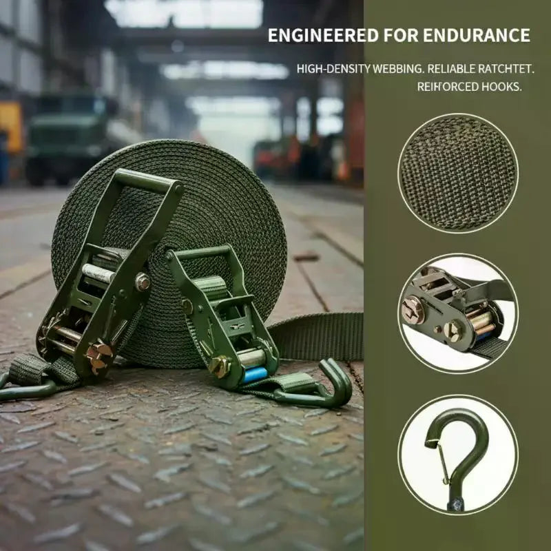 3M/6M/10M/15M Cargo Strap Heavy Duty Adjustable Ratchet Cargo Tie Down Strap Luggage Belt Tow Rope Tali Lashing Oasis Select