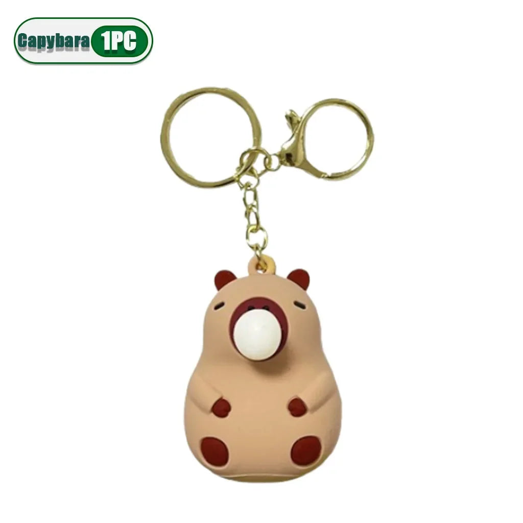 Capybara Squeeze Bubble Keychain – Cute Bag & Car Charm Gift