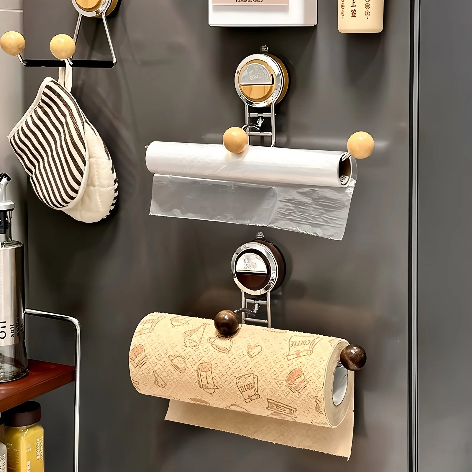 Suction Cups Kitchen Paper Towel Holder Free Cupboard Paper Hangers Paper Roll Holder Rags Cling Film Hangers Oasis Select