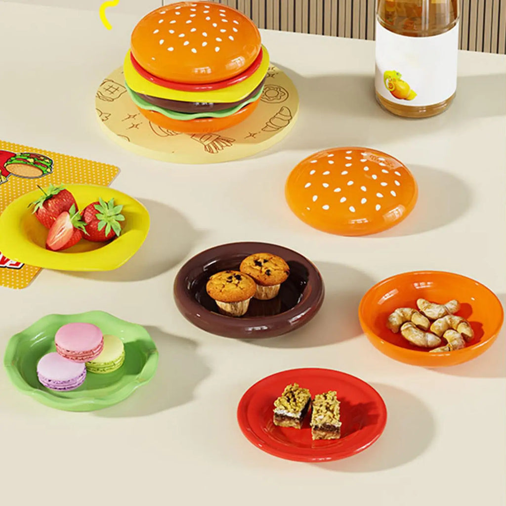 6 Pieces Seasoning Plate Burger Plates Stackable Burger Sauce Bowls Dishwasher Safe for Ketchup Sushi Snack BBQ Party Appetizer Oasis Select