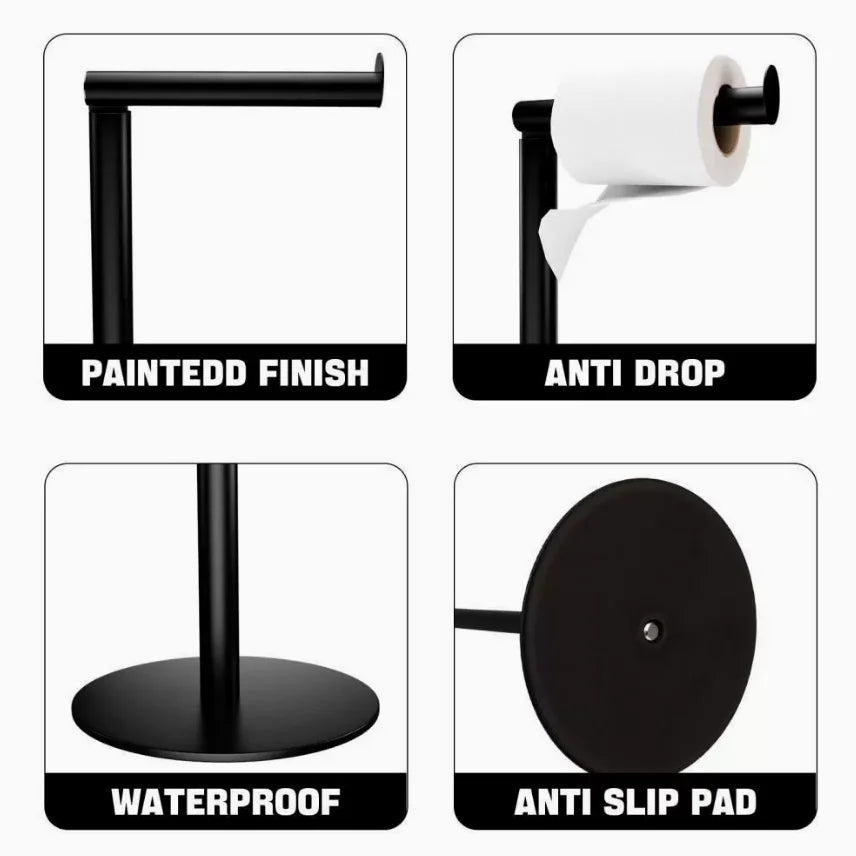 Free Standing Toilet Paper Holder Stainless Steel No Drilling Weighted Stable Base for Bathroom RV ect Oasis Select