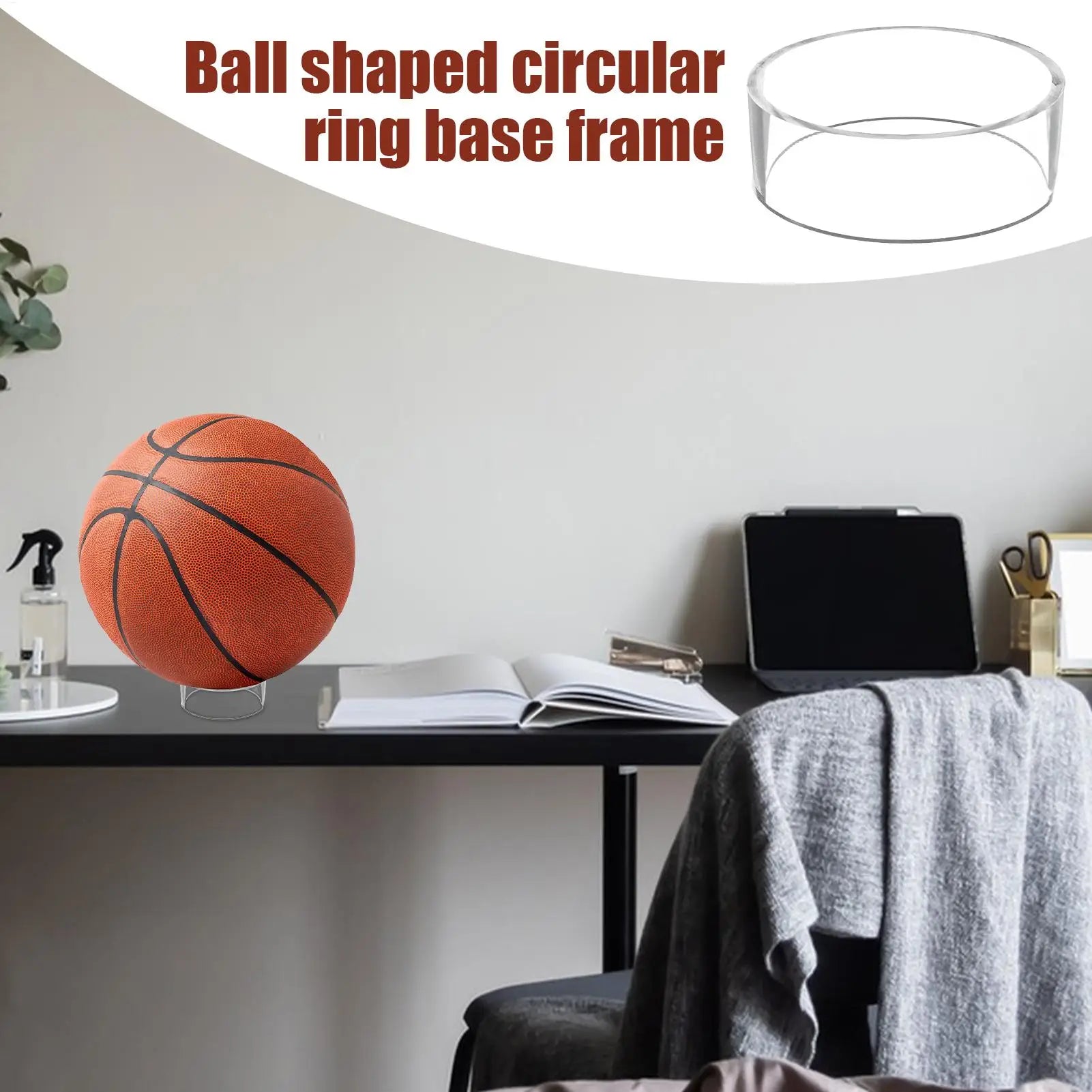 Basketball Display Stand Round Ring Ball Stand for Display Acrylic Football Stand Ball Display Holder for Football Basketball Oasis Select