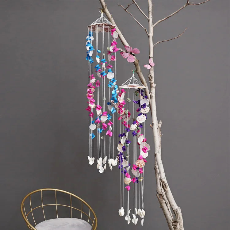 Colorful Shell Exquisite Japanese 19-piece Double Dragon White Wind Chime V2623 Fashionable Accessory Oasis Select