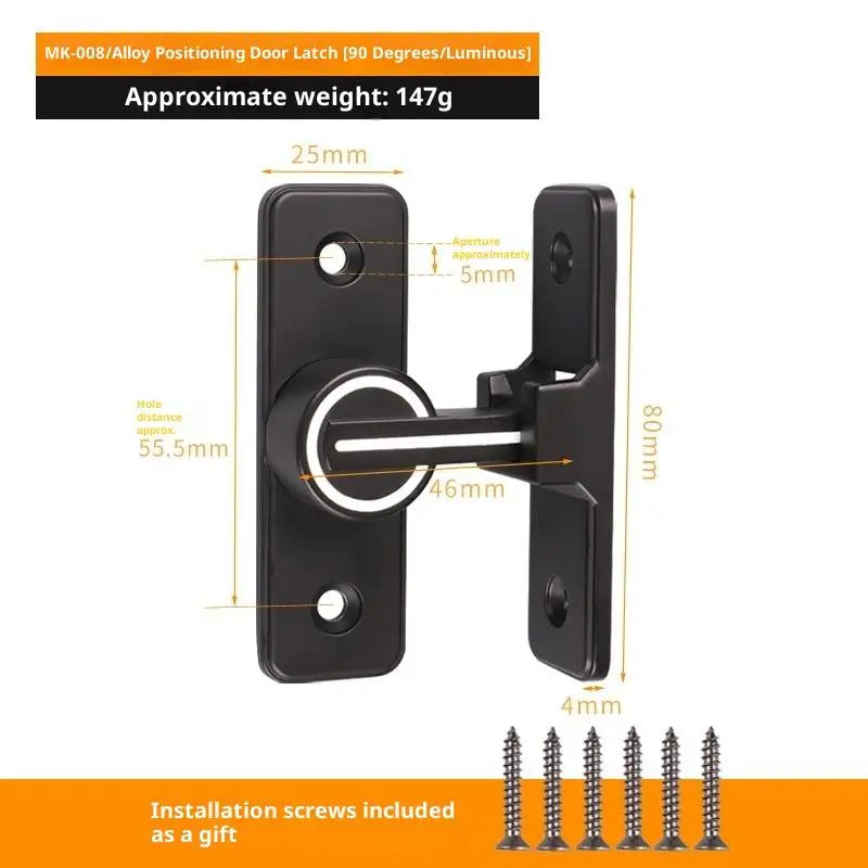 Zinc Alloy 90° Sliding Door Latch | Luminous Barn Gate Bolt