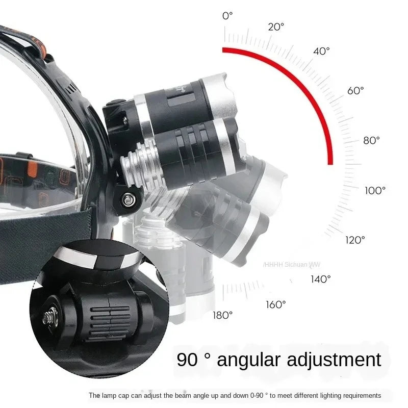 Super Bright Rechargeable LED Fishing Headlamp Waterproof Outdoor Hunting Camping Head Light for Night Activities Oasis Select