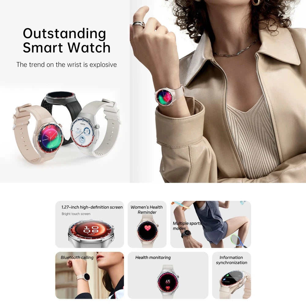 1.27" AMOLED Screen Smartwatch Men Women Health Smart Watches Sports Fitness Heart Rate Blue Tooth Call Weather Lady Bracelet Oasis Select