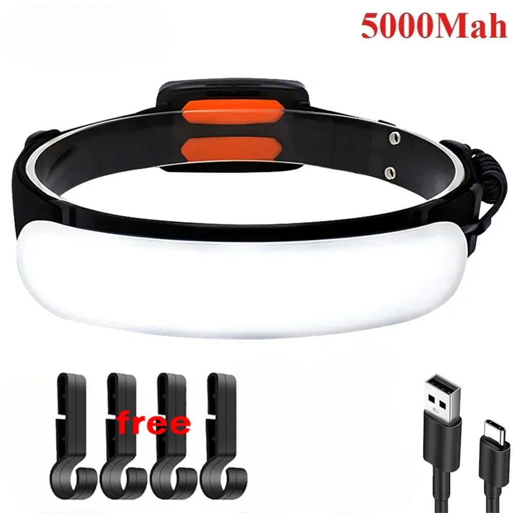 KDULIT COB LED Headlamp 7500mAh Rechargeable Wide Beam Torch