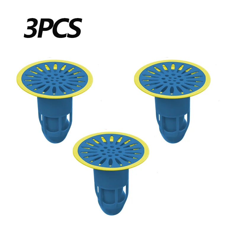 floor drain deodorizer sewer deodorizer gag catcher bathroom sewer filter anti-bug cockroach bathroom toilet sealing plug cover Oasis Select Blue 3PCS