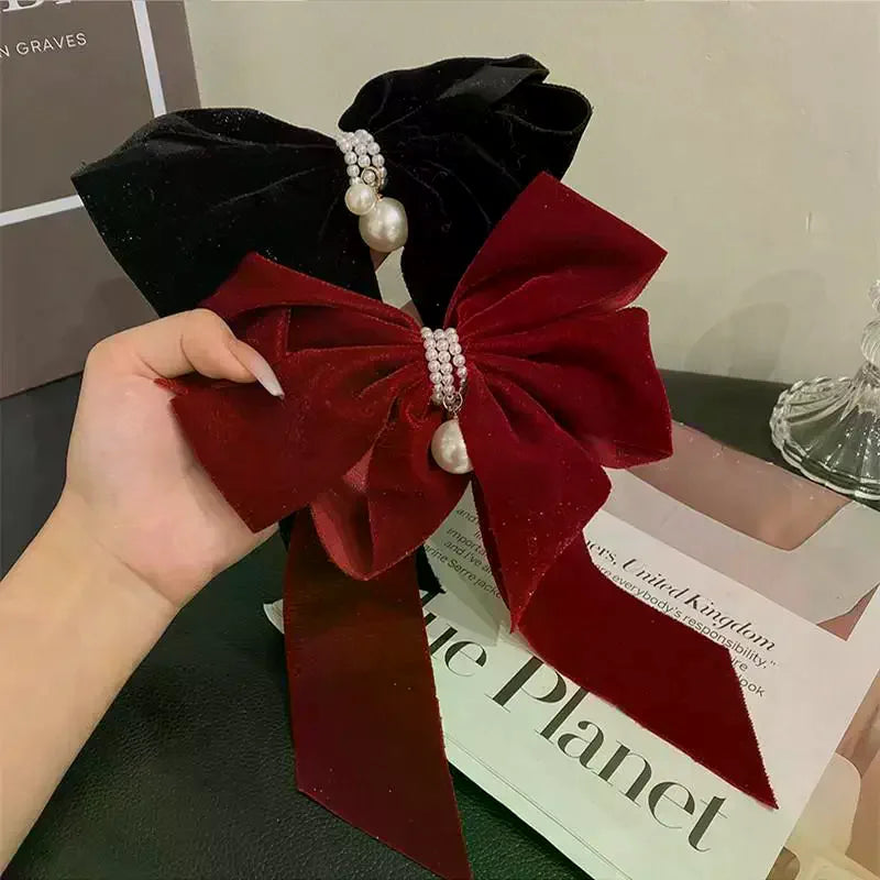 Fashion Temperament Velvet Bow Hairpin For Women Sweet Princess Headdress Back Of The Head Hair Clip New Year Hair Accessories Oasis Select