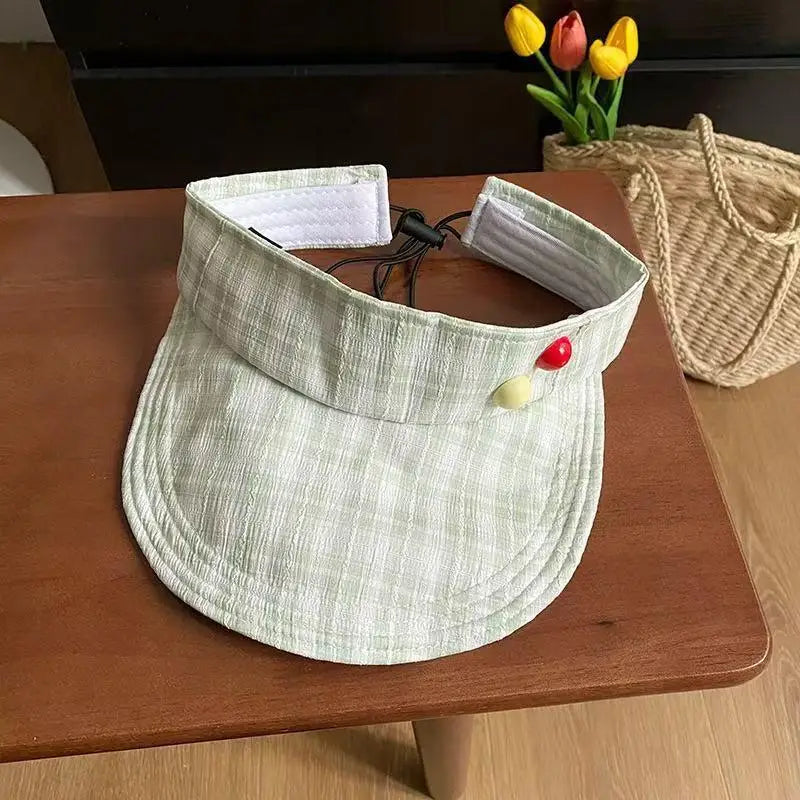 zomer pet dames Plaid Empty Top Sun Visor Hat Women uv차단 шляпа женская от солнца Gorros para el sol de mujer Adjustable Cap Oasis Select Green