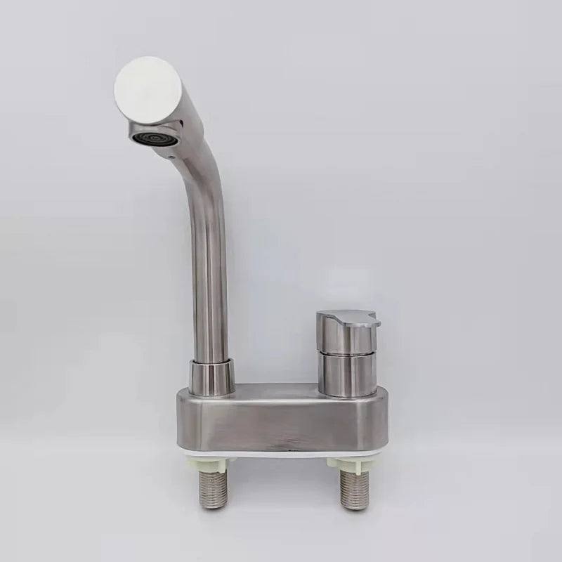 304 Stainless steel washbasin faucet toilet cold and hot duplex single handle double hole rotary head washbasin faucet Oasis Select