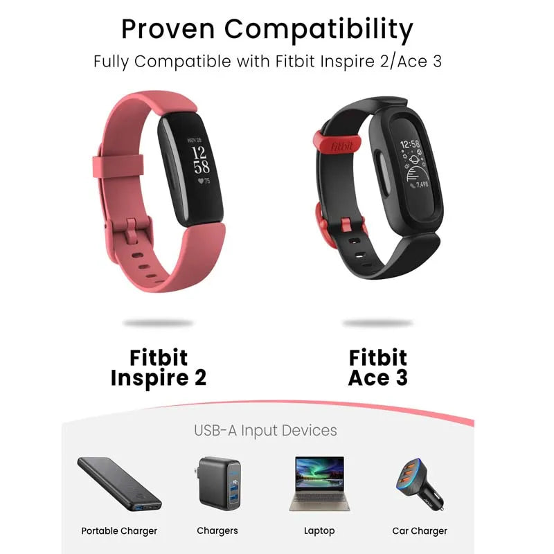 Fitbit Inspire 2 & ACE 3 Charger Cable Charging Dock Cradle Smartwatch Charger Oasis Select