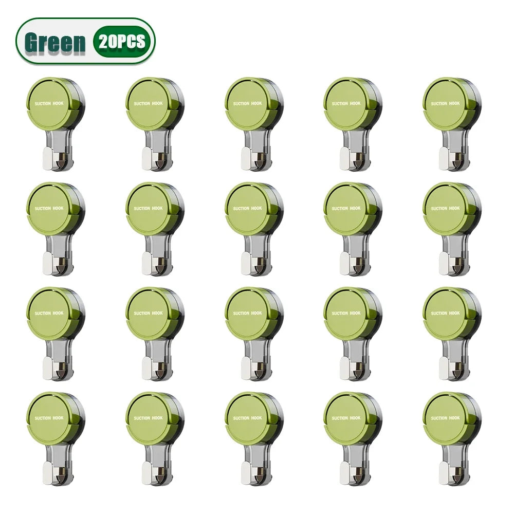 1-30PCS Suction Cup Hook Reusable Stronge Vacuum Bathroom Suction Cup Hooks Waterproof Towel Rack Clothes Hanger Hook Accessor Oasis Select Green-20PCS