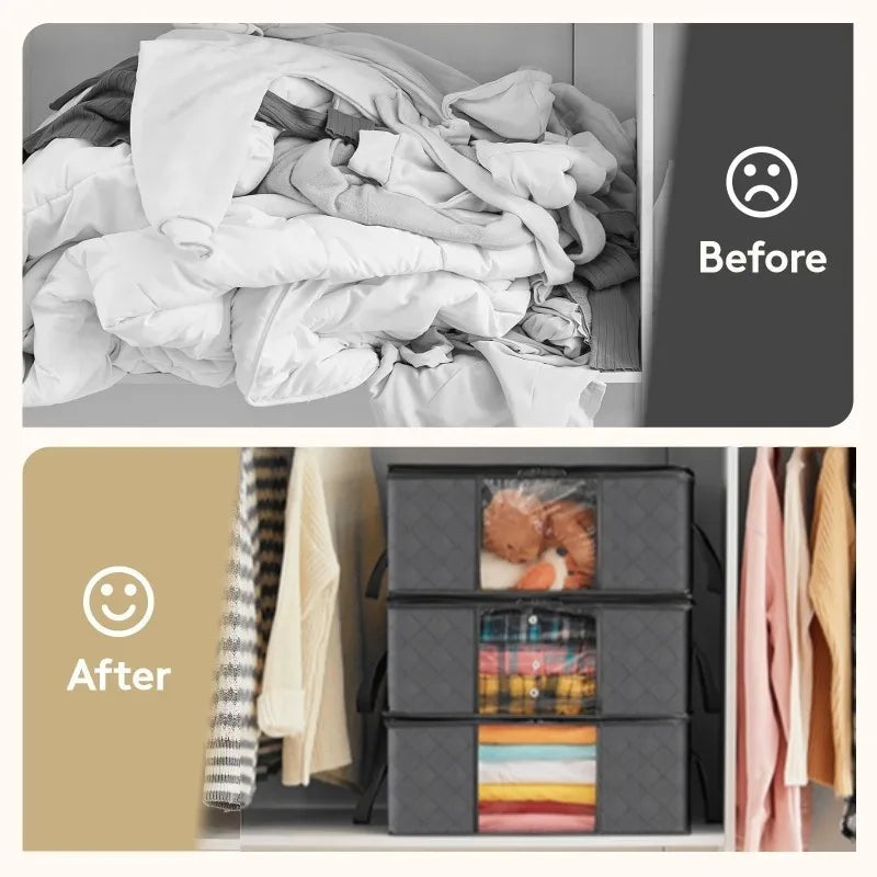 Blanket Storage Closet Organizers and Storages Clothes Storage Bag Foldable Storages Bin Sturdy Sewn By 3 Layers Fabrics Oasis Select