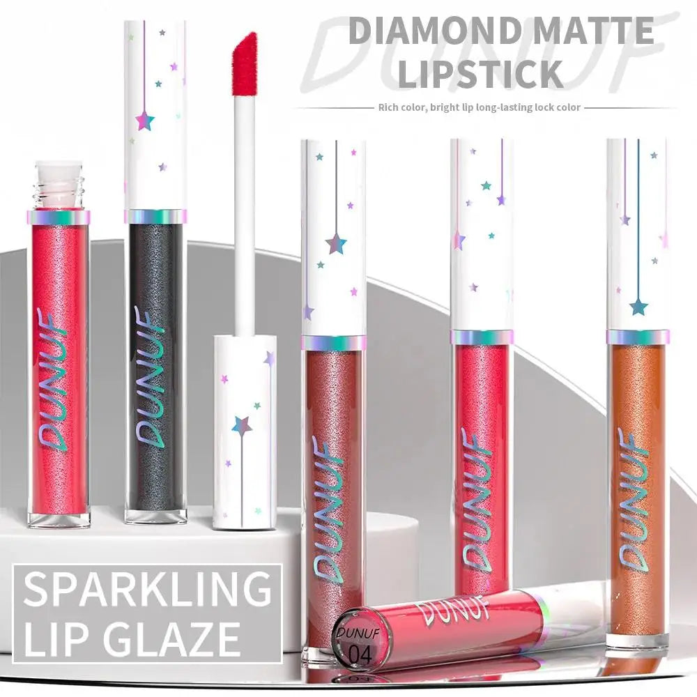 DUNUF 6-Piece Shimmer Lipstick Set – Metallic Gloss & Waterproof