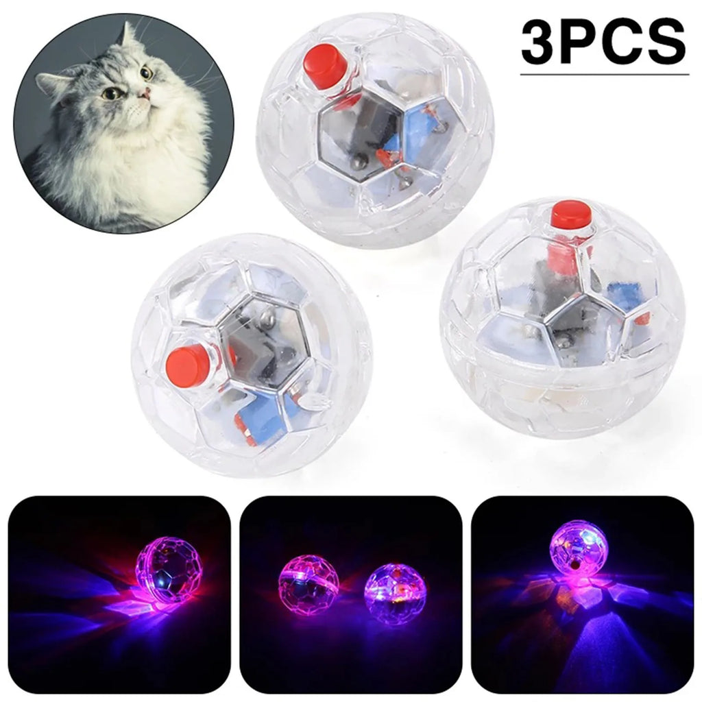 3Pcs Cat Motion Light Up Interactive Flash Ball Ghost Small Battery Powered Paranormal Equipment Portable LED Gift Pet Toys Oasis Select A One Size