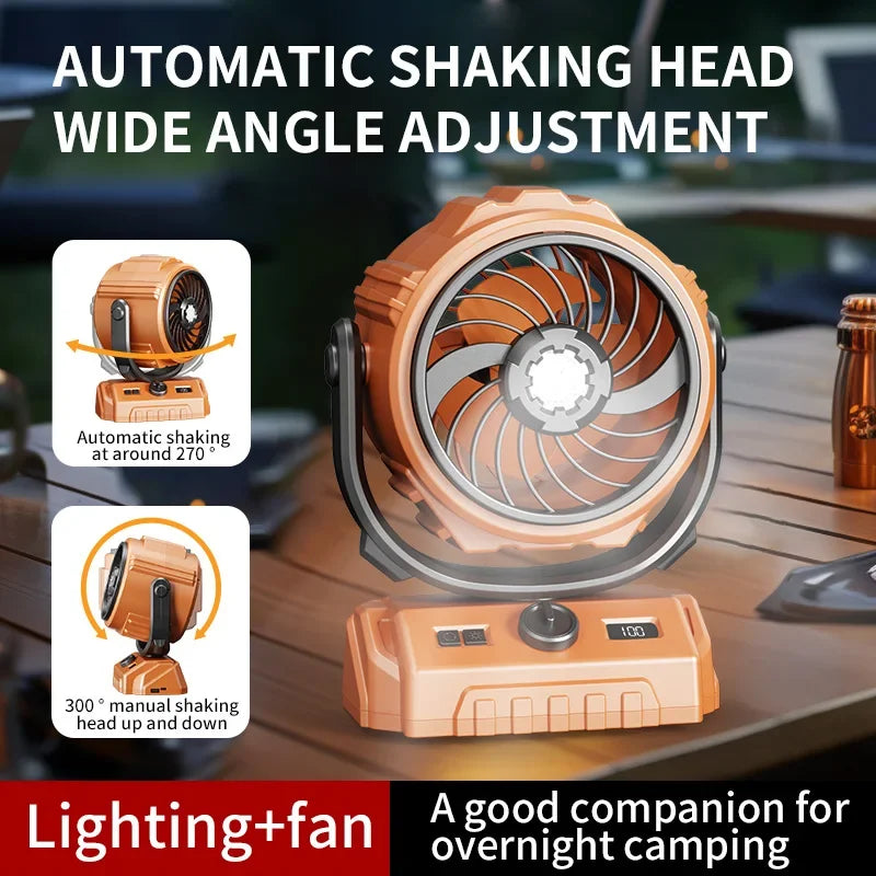 URGGU 6" Camping Fan | 100 Speeds, LED Light & Digital Display