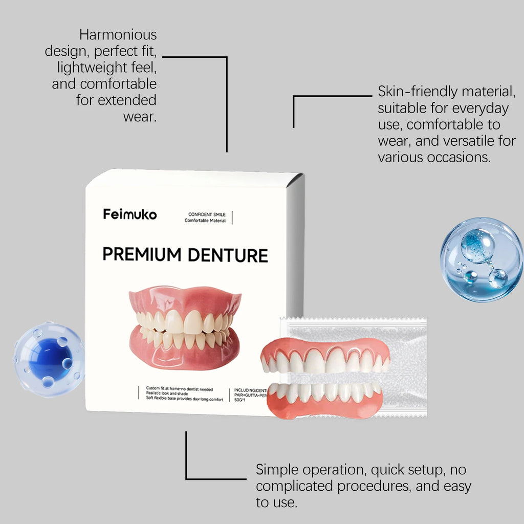 Denture Kit, Natural Teeth Cosmetic, Great Looking Comfortable Wear & Secure Fit, Easy to Adjust & Perfect for Daily Use Oasis Select