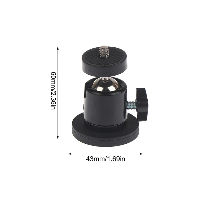Magnetic Action Camera Suction Cup Bracket With 1/4" Screw Ballhead Hole Tripod Mount For Camera Smartphone Fill Light Stand Oasis Select 43mm