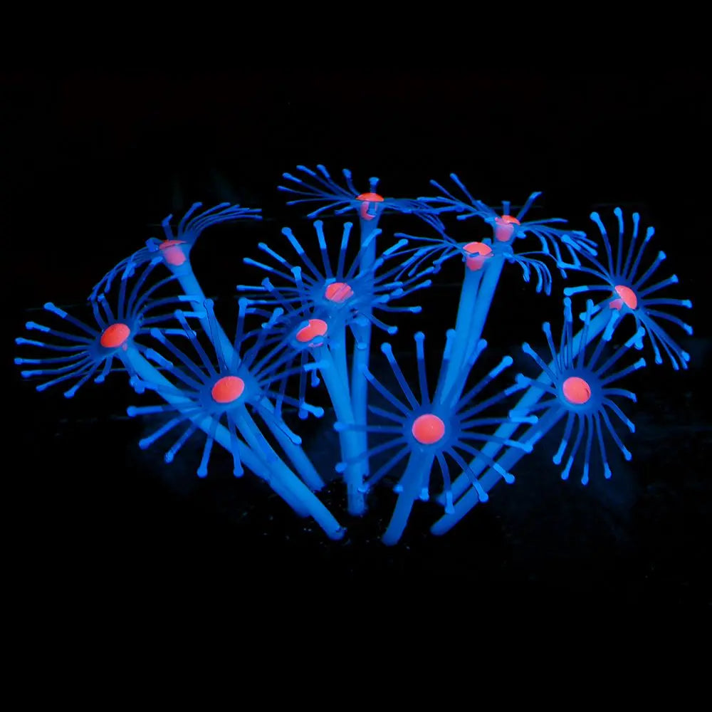 1Pc Silicone Glowing Artificial Fish Tank Aquarium Coral Plants Ornament Underwater Pets Decor Aquatic Pet Supplies Decoration Oasis Select Blue