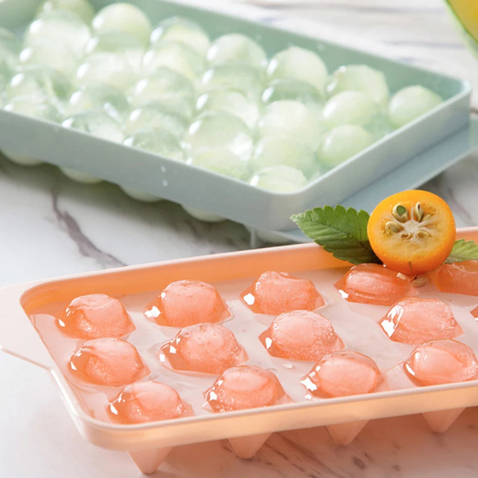 3D Round Ice Cube Tray with Lid Plastic Diamond Style Ice Mold Refrigerator Spherical DIY Moulds Ice Ball Maker Kitchen Tools Oasis Select