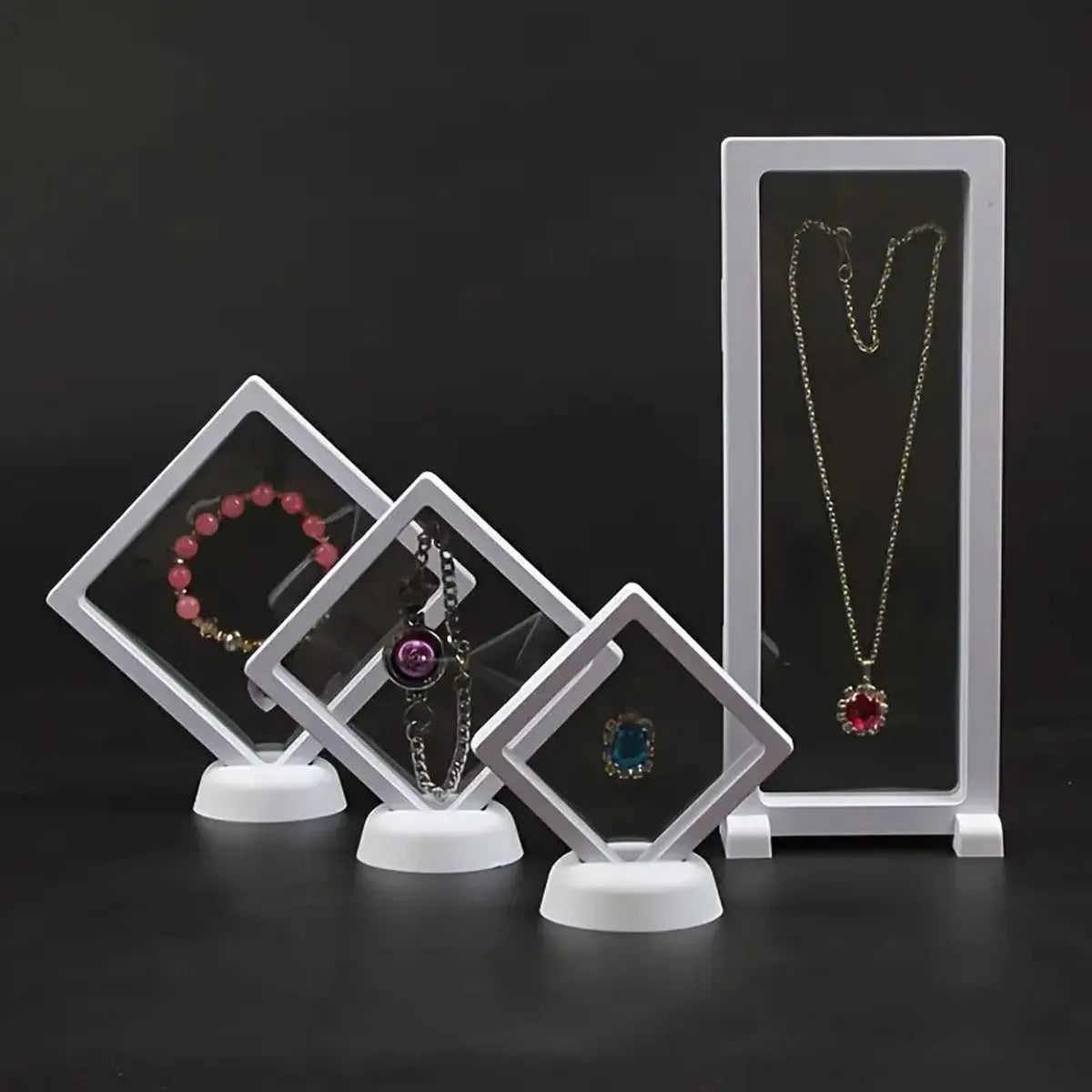 Floating display box with base, transparent film display box, challenge coins, specimens, jewelry display and storage Oasis Select