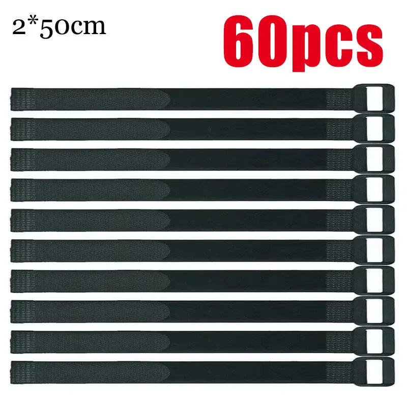 10/60PCS 2*50cm Reusable Fastening Bike Tie Nylon Hook & Loop Durable Multil Purpose Self-adhesive High Quality Strap Cable Ties Oasis Select 60pcs