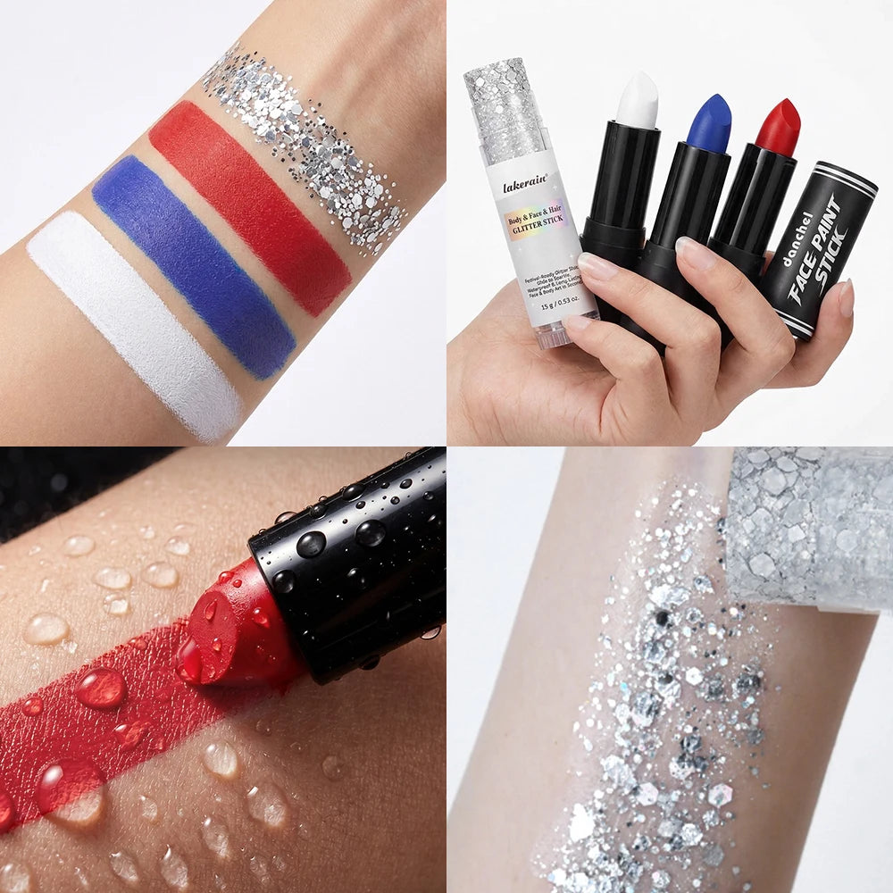Face Body Painting Stick & Glitter Stick High Sparkle Face Paint for Sports Birthday Party Festival Celebrations Graffiti Makeup Oasis Select