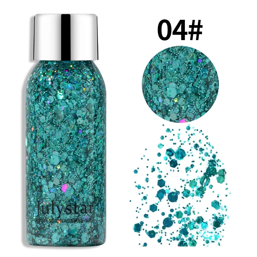 Body Glitter Sequins Gel Longlasting Liquid Face Shimmer Multicolor Eye Shadow for Party Music Festival Makeup Accessory 30ml Oasis Select 04