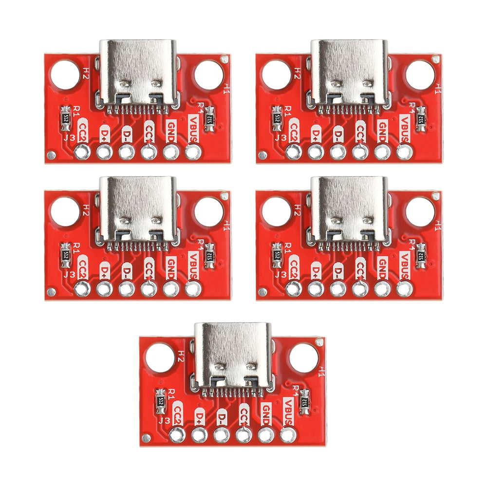 1-5PCS USB Type C Connector Board 3.1 Serial Basic Breakout Female Connector Breakout Board Red Adapter Board Oasis Select 5pcs