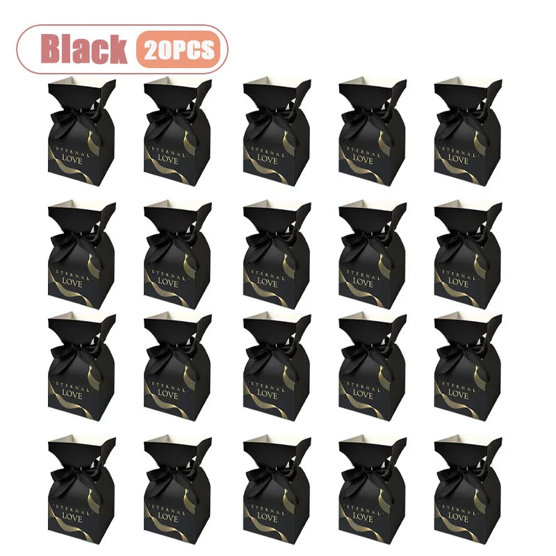10-40PCS Valentine S Day Flower Box Gift Packaging Bouquet Wrap Floral Arrangement Supplies Handbag Basket with Handle Oasis Select Black-20PCS 20x11x11CM