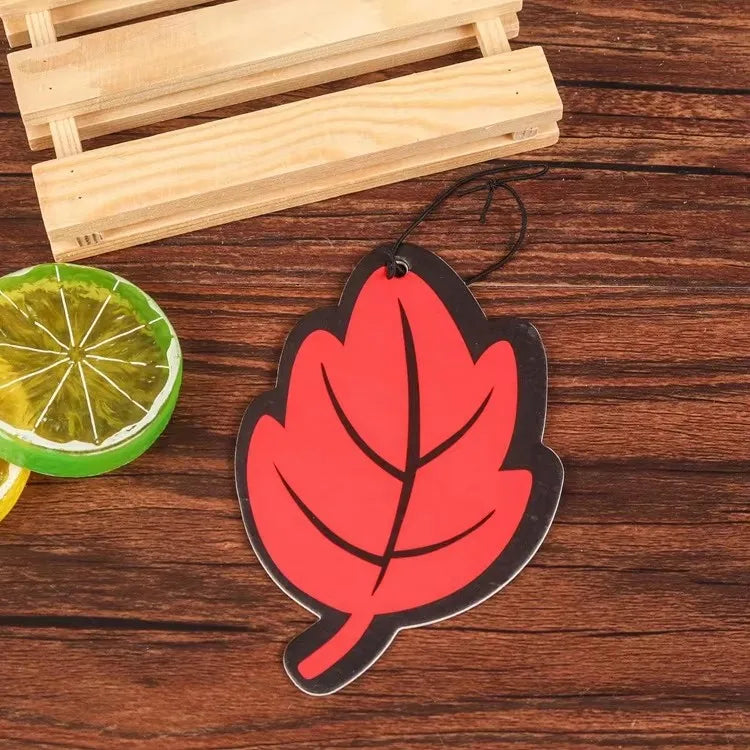 1/2/3/4Pcs Car Air Freshener Natural Scented Tea Paper Auto Hanging Vanilla Perfume Fragrance Leaf Shape Car Interior Oasis Select 1pcs-red