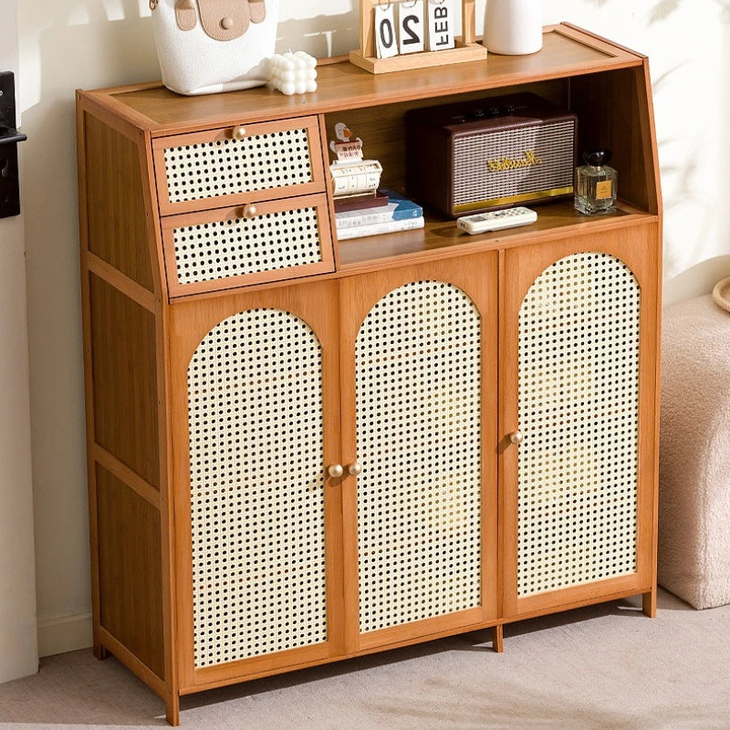 Solid wood shoe cabinet grid reticulated breathable household entrance entrance door door shoe cabinet storage entrance cabinet Oasis Select