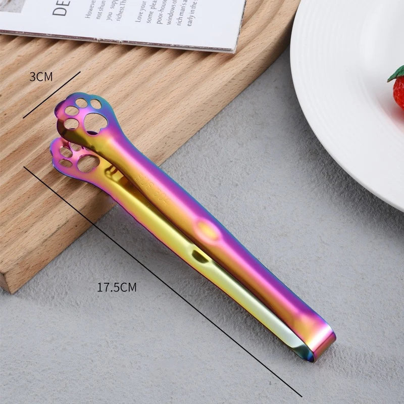 Cat Design Stainless Steel Grill Tongs Heavy Duty Kitchen Food Tongs for Outdoor Cooking Small Appliances Oasis Select Gold A