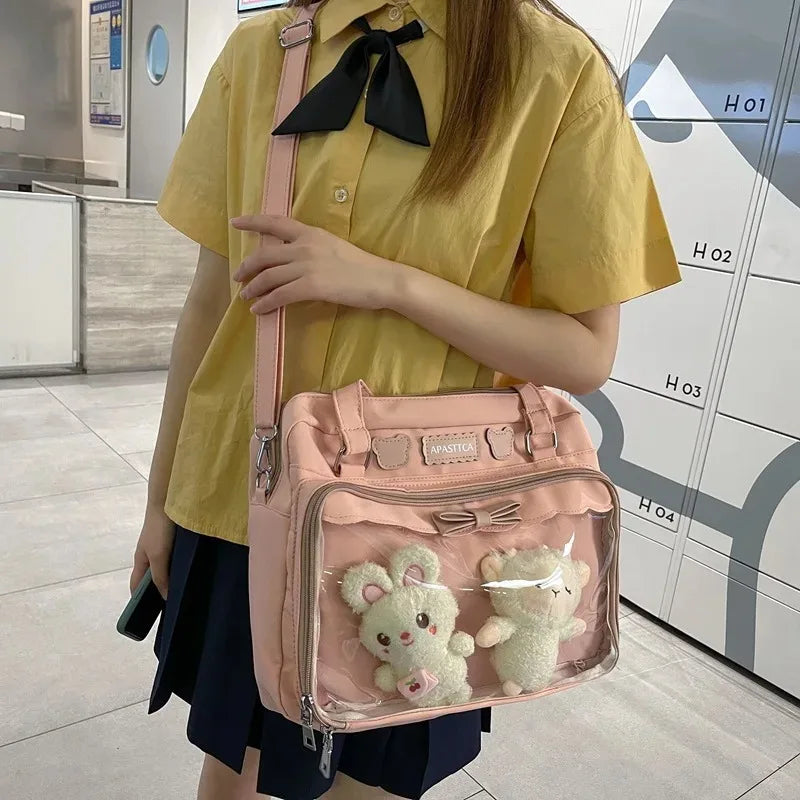 Japanese Style Cute Itabag Crossbody Shoulder Bag Ulzzang Sweet Fashion Bag for Girls DIY Badge & Plush Doll Display Ita Bag Oasis Select